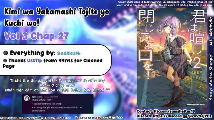 Kimi Wa Yakamashi Tojite Yo Kuchi Wo! - Chương 53 - ảnh 1